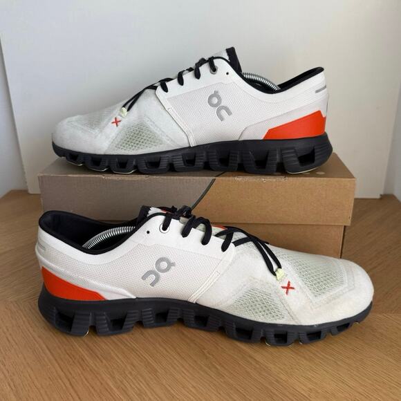 On Cloud X 3 Ivory Flame/White Men Running Sneakers- SZ 12
